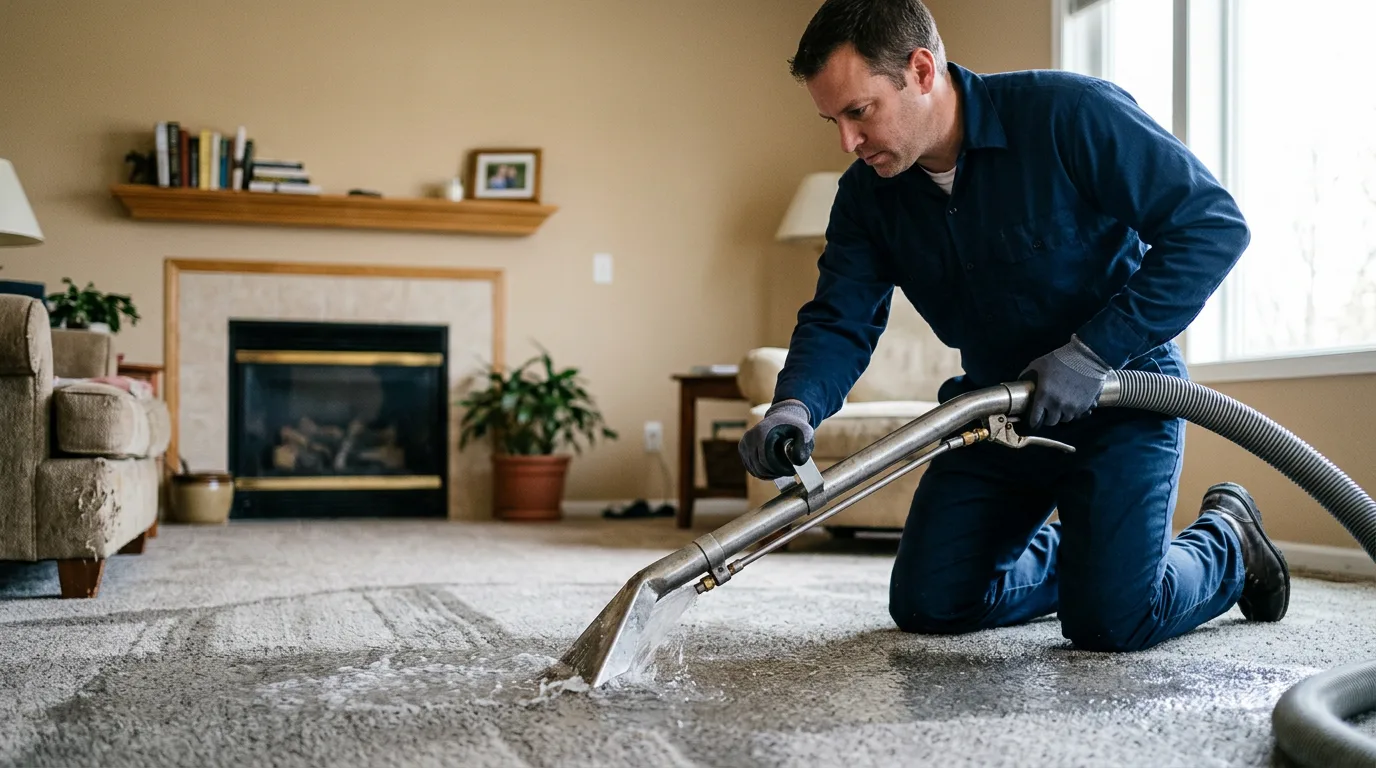 Water damage restoration technician working near Chesterfield, NJ